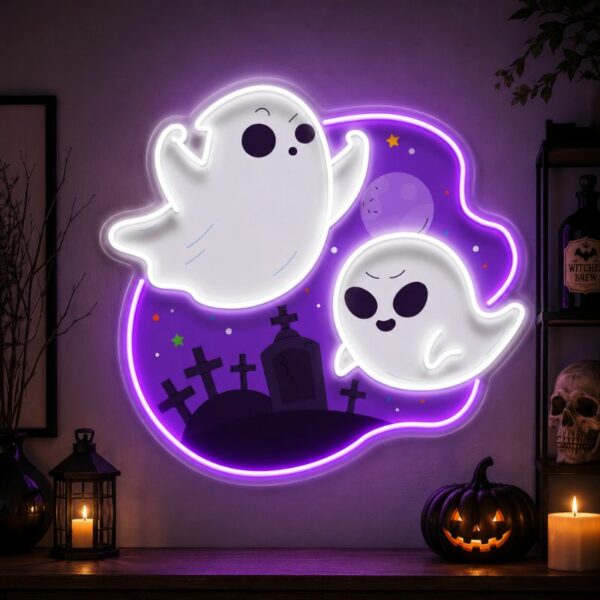 Halloween Neon Sign - Cute Ghost LED Wall Decoration