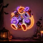 Halloween Neon Sign - Pumpkin Astronaut LED Wall Art