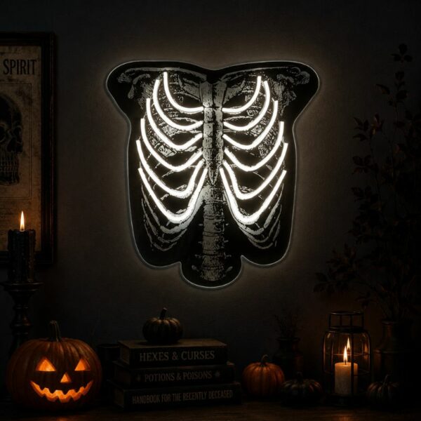 Halloween Neon Sign - Skeleton Ribs LED Wall Light