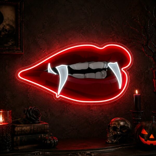 Halloween Neon Sign - Vampire Lips LED Wall Decor Light