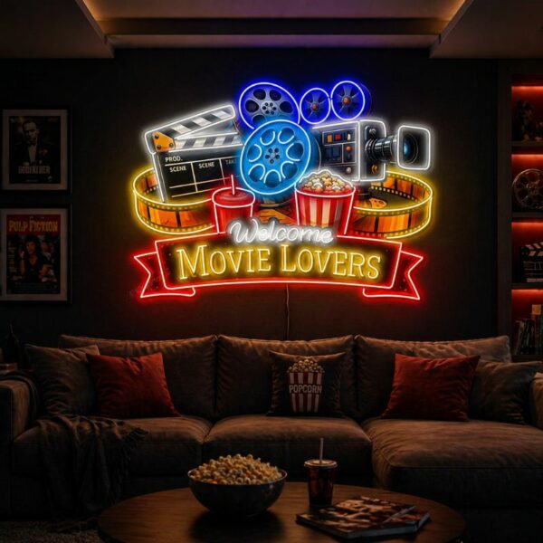 Custom Home Cinema Neon Sign | Movie Lovers LED Wall Decor for Theater Room