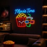Custom Home Cinema Neon Sign | Movie Time LED Wall Light for Theater Room & Lounge