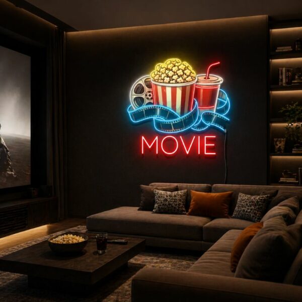 Custom Home Cinema Neon Sign | Movie LED Wall Decor for Theater Room & Lounge