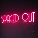 Neon Signs for Living Room Wall – Spaced Out Pink LED Sign