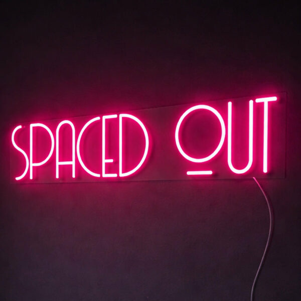 Neon Signs for Living Room Wall – Spaced Out Pink LED Sign