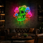 Man Cave Neon Signs - Neon Skull Mushroom Art Decor