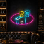 Man Cave Neon Signs - Poker Night Chips Cards Decor