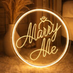 Marry Me Circular Neon Sign – Warm White LED for Romantic Proposal & Home Decor