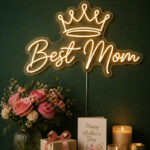 Best Mom Neon Sign | Crown LED Wall Decor for Bedroom & Living Room