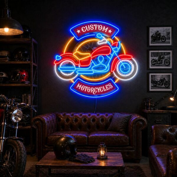 Custom Motorcycle Neon Sign | Bike LED Decor for Garage & Man Cave