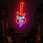 Custom Guitar Neon Sign | Rock On LED Wall Decor for Music Room & Studio