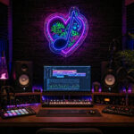 Music Studio Neon Sign Recording - Heart Note LED