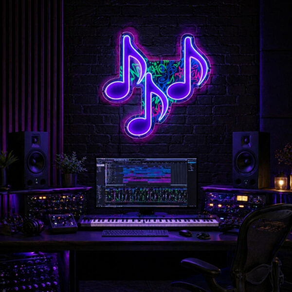 Music Studio Neon Sign Recording - Notes LED Decor