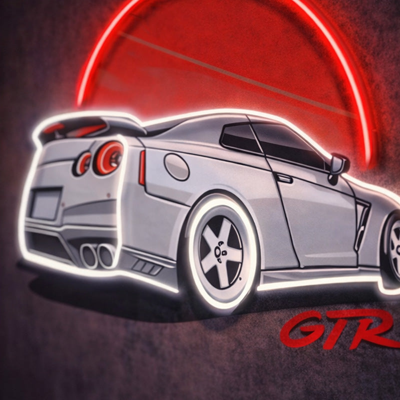 NeonNissanGTRRearViewWallSign_RedHaloLEDCarArt.jpg