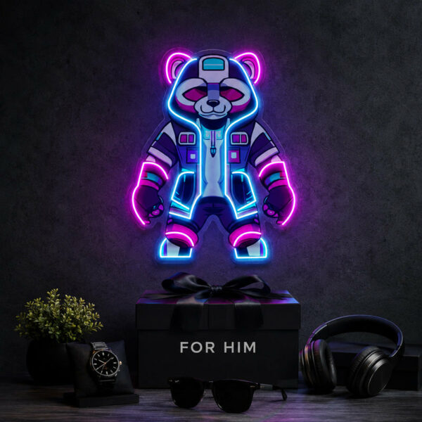 Neon Sign Gift For Men - Cyber Panda LED Wall Light