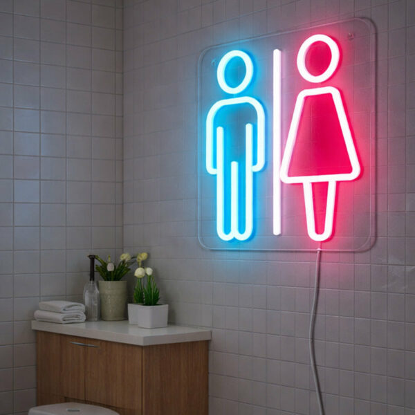 Neon Sign for Bathroom Decor – LED Men Women Icon Light