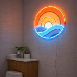 Neon Sign for Bathroom Decor – Sunset Ocean LED Light