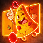 Neon Signs For Kitchen - LED Cartoon Pizza Wall Decor