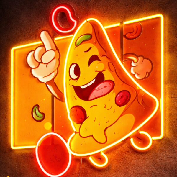 Neon Signs For Kitchen - LED Cartoon Pizza Wall Decor