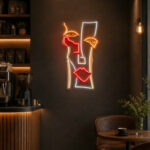 Neon Signs For Coffee Shop - Abstract Face Wall Art