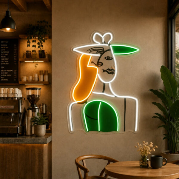Neon Signs For Coffee Shop - Abstract Lady Wall Art