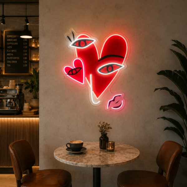 Neon Signs For Coffee Shop - Heart Eyes Wall Decor