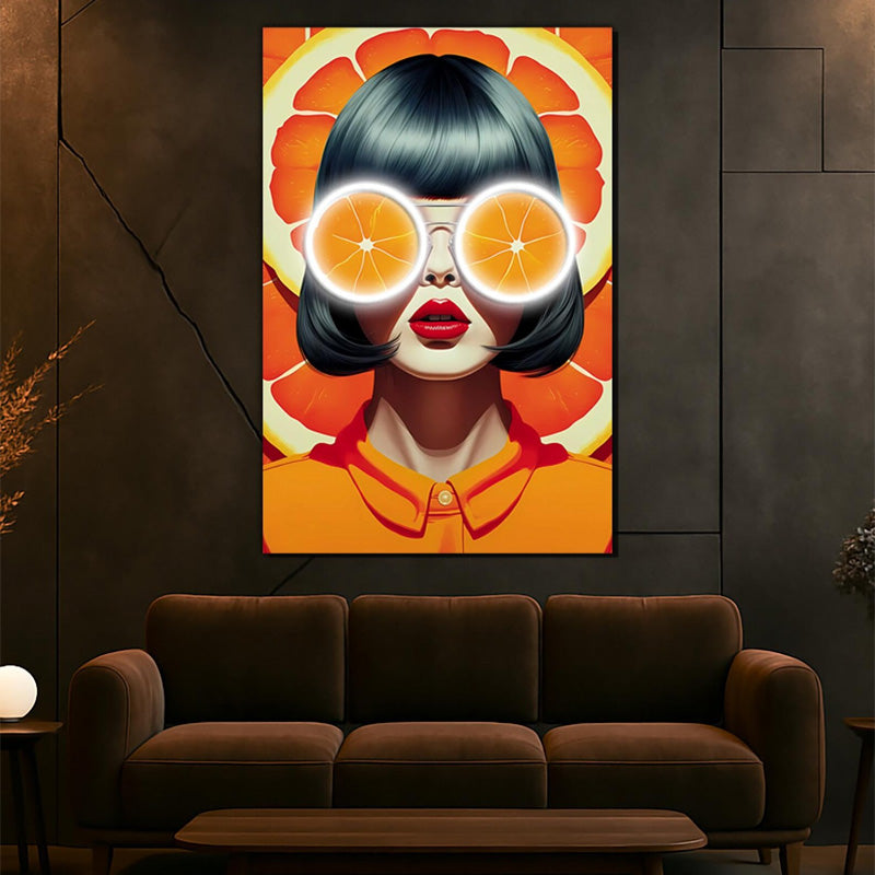 OrangePopArtGirlPortrait_NeonUVPrintPlexiglassWallArt.jpg