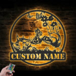 Personalized Cat With Butterfly, Metal Wall Signs With RGB Led Light