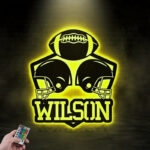 Personalized Football Player, Metal Wall Signs With RGB Led Light