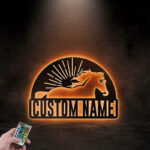 Personalized Metal Horse Stall Metal Wall Signs With RGB Led Light