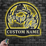 Personalized US Eagle Football, Metal Wall Signs With RGB Led Light