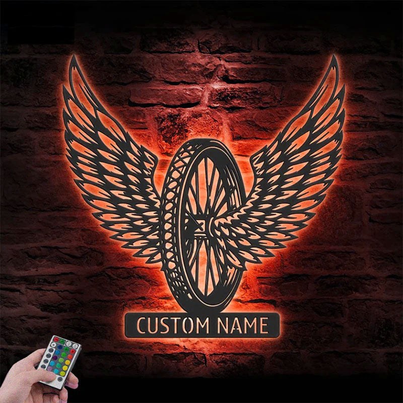 PersonalizedWingedWheelMotocrossBiker_MetalWallSignsWithRGBLedLight.jpg
