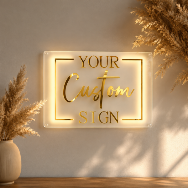 Personalized Acrylic Logo Sign | Custom 3D Illuminated Business Sign | LED Neon Office Wall Art