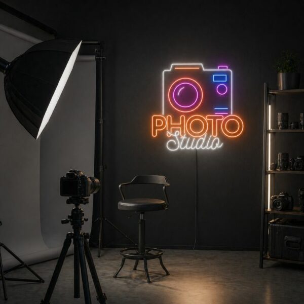 Custom Photography Studio Neon Sign | Camera Logo LED Wall Light for Creative Space