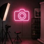 Custom Photography Studio Neon Sign | Pink Camera LED Wall Art for Photo Booth & Studio