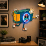 Photography Studio Neon Sign - Cartoon Camera Decor