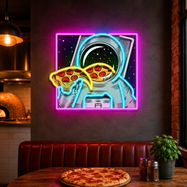Pizza Neon Sign - Astronaut Pizza Slice Wall Decor