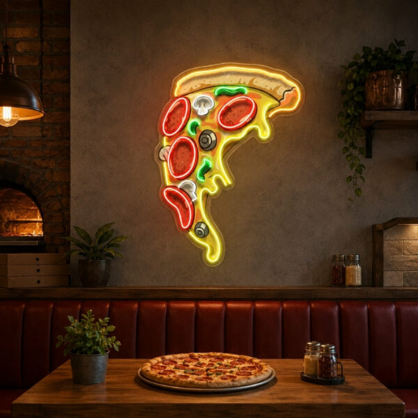 Pizza Neon Sign - Classic Loaded Pizza Slice Wall Decor