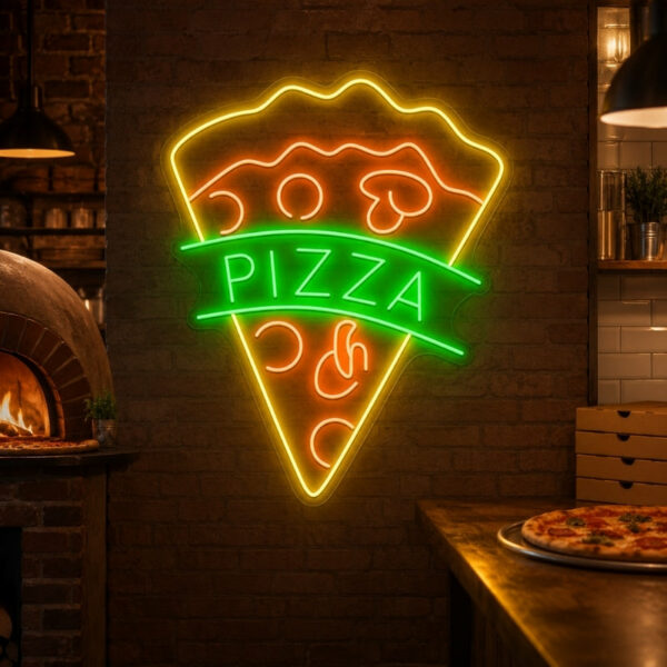 Pizza Neon Sign - Giant Slice Green Banner Wall Decor