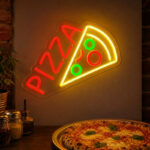 Pizza Neon Sign - Modern Slice Logo Pizza Wall Decor