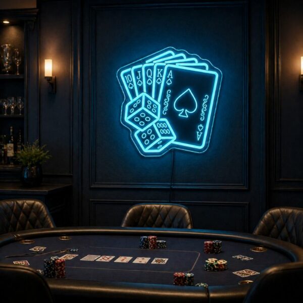 Custom Poker Room Neon Sign | Card Game LED Wall Decor for Game Room & Man Cave
