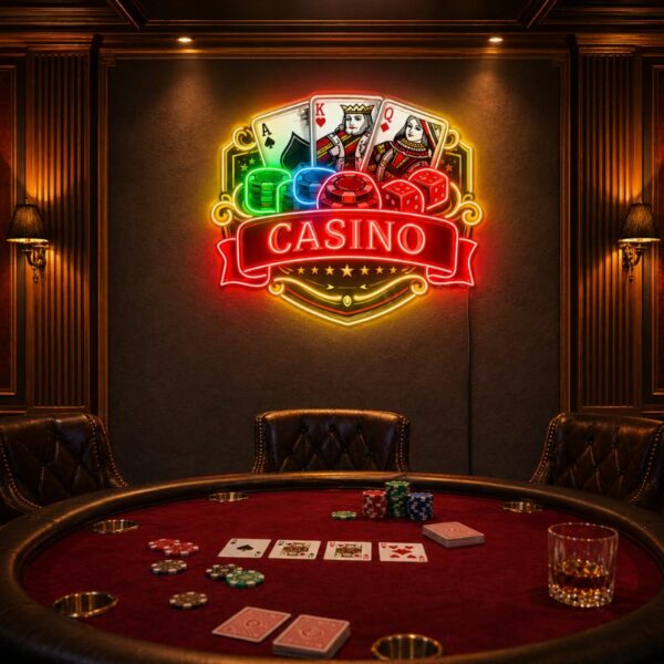 Custom Poker Room Neon Sign | Casino LED Wall Decor for Game Room & Man Cave