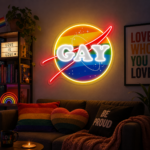 Pride & LGBT Neon Signs - Gay Planet Rainbow Glow