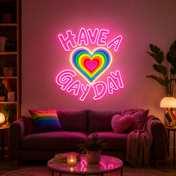 Pride & LGBT Neon Signs - Have A Gay Day Heart Glow
