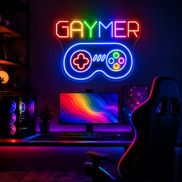 Pride & LGBT Neon Signs - Rainbow Gaymer Game Glow