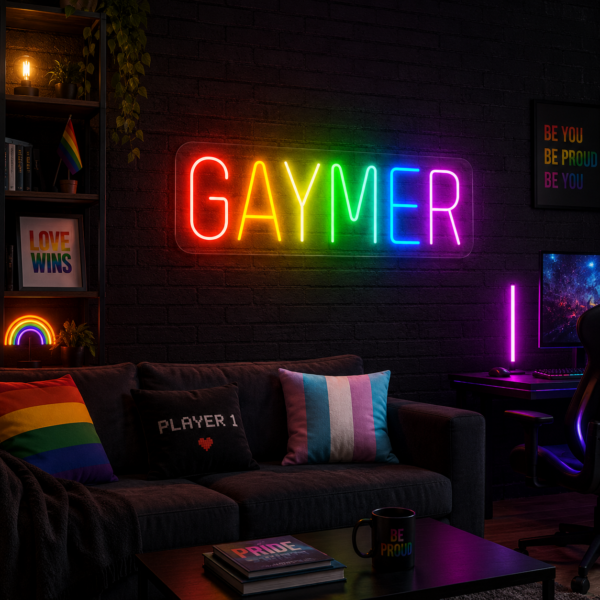 Pride & LGBT Neon Signs - Rainbow Gaymer Room Glow