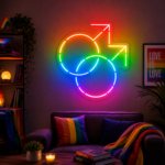 Pride & LGBT Neon Signs - Rainbow Male Symbols Glow