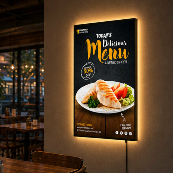 Restaurant Wall Lightbox Sign - Ultra-Thin LED Menu Display