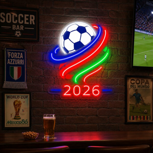 Soccer Bar Neon Sign - 2026 Tournament Wall Decor