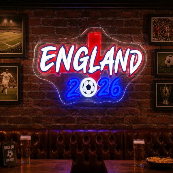 Soccer Bar Neon Sign - England Football Wall Decor